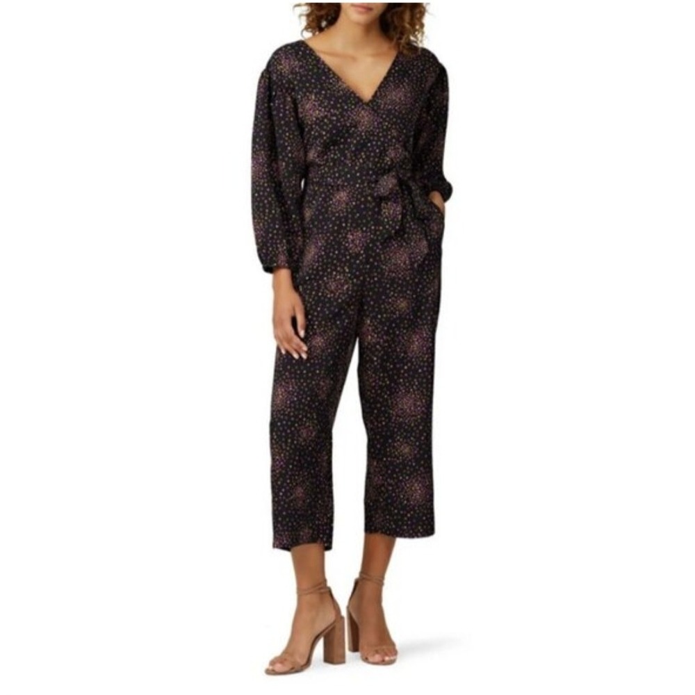 Kate Spade New York Cosmic Dot Jumpsuit Black Pink Orange Purple Size 6 NJMU9196